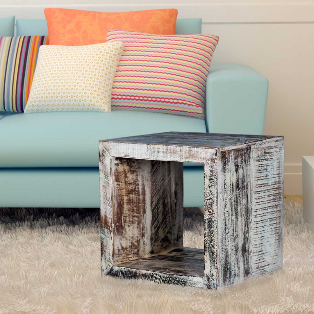 Maadze White Cube End Table